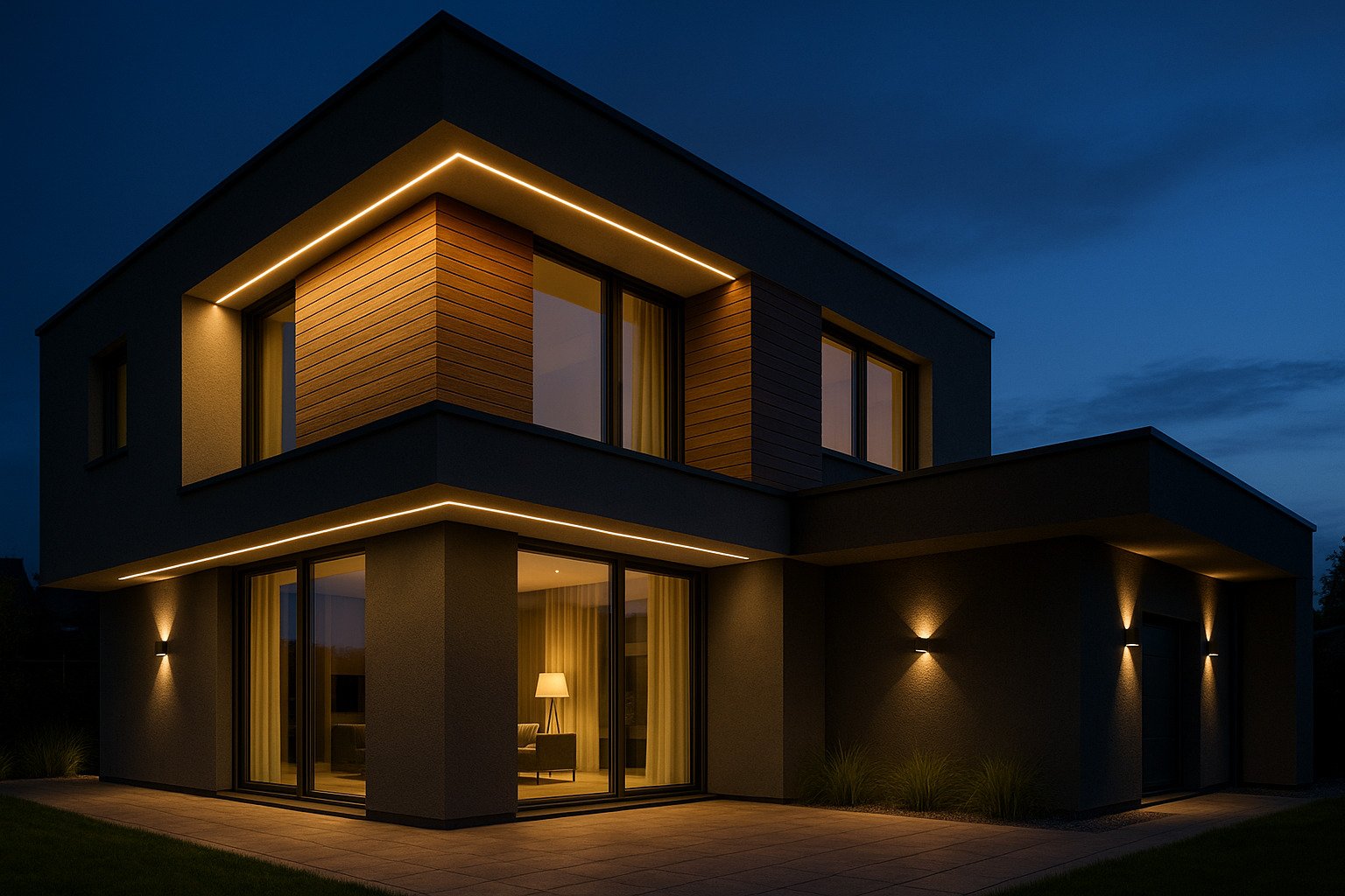 iluminare arhitecturală fațade moderne 2025