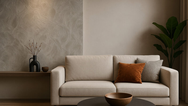 Living modern cu finisaje decorative interioare