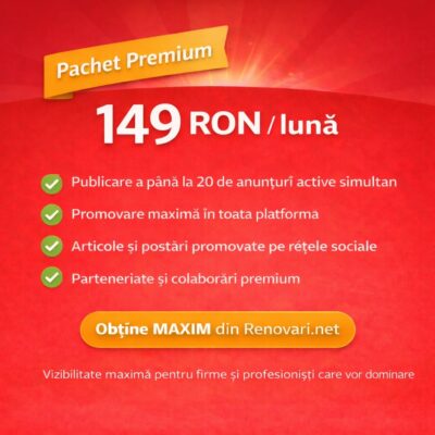 Pachet Premium Anunturi Renovari.net – promovare maximă pentru profesioniști, 149 RON pe lună