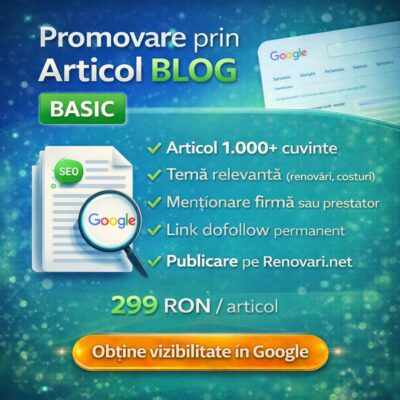 Promovare prin articol de blog BASIC pe Renovari.net cu link dofollow și optimizare SEO