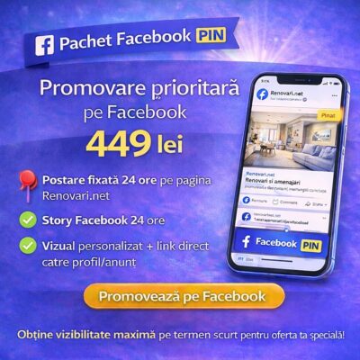 Pachet Facebook PIN Renovari.net – promovare prioritară pe Facebook cu postare fixată și story 24 ore