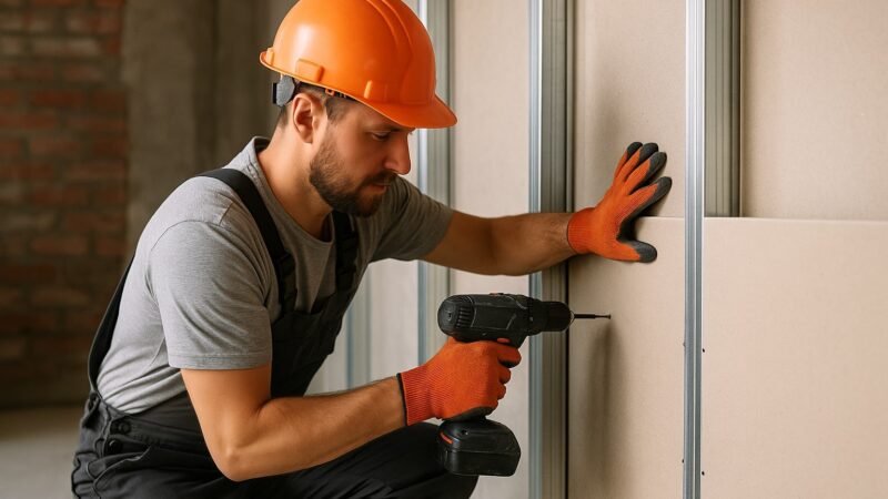 Preț manoperă rigips - Montaj rigips pe structură metalică realizat de un meseriaș profesionist