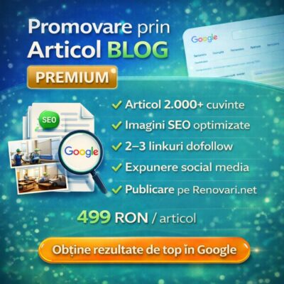 Promovare prin articol blog PREMIUM pe Renovari.net cu optimizare SEO avansată și expunere Google