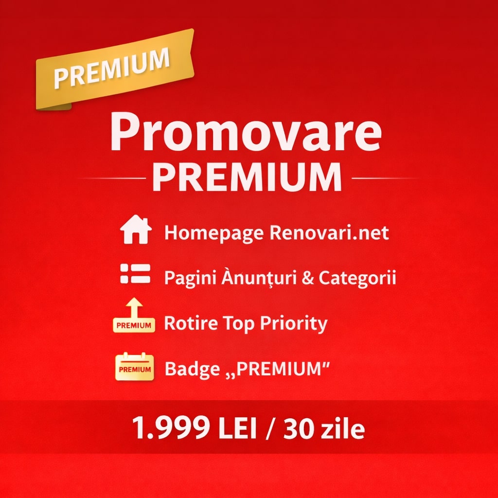 Banner promovare PREMIUM Renovari.net cu afișare pe homepage și poziții de top