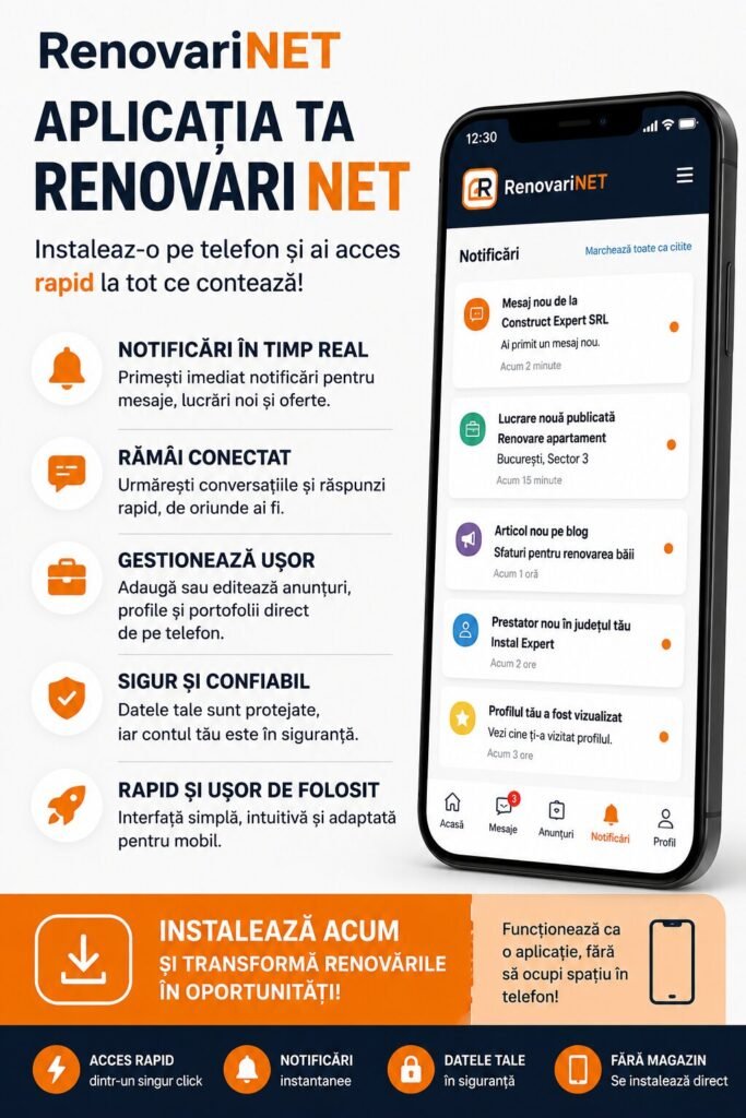 Aplicația RenovariNET pe telefon