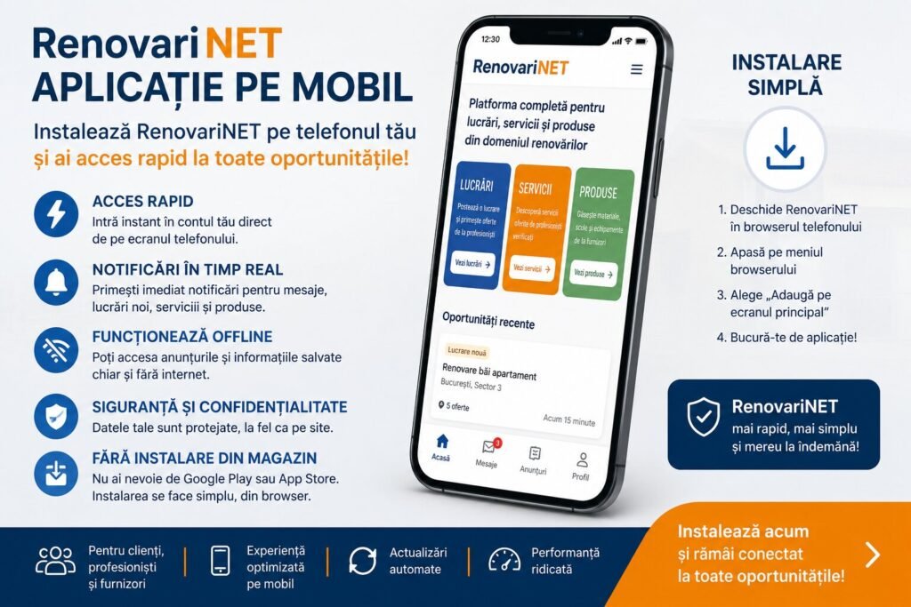 Aplicația RenovariNET pe telefon