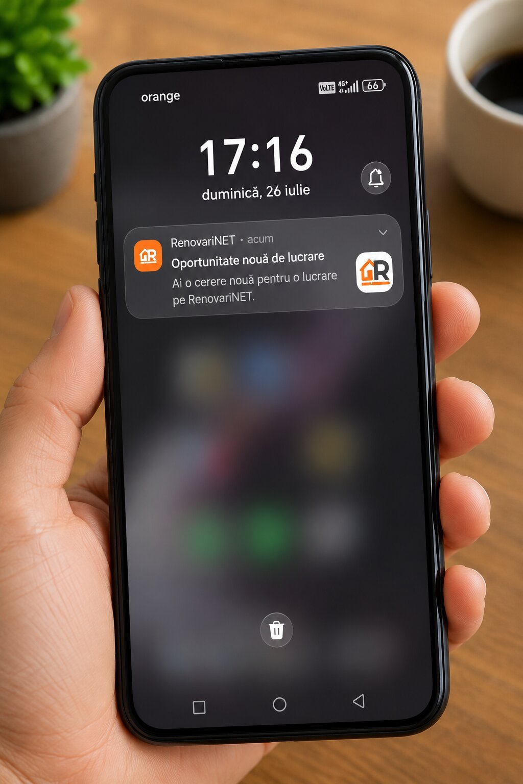 Notificare pentru o oportunitate nouă în aplicația RenovariNET