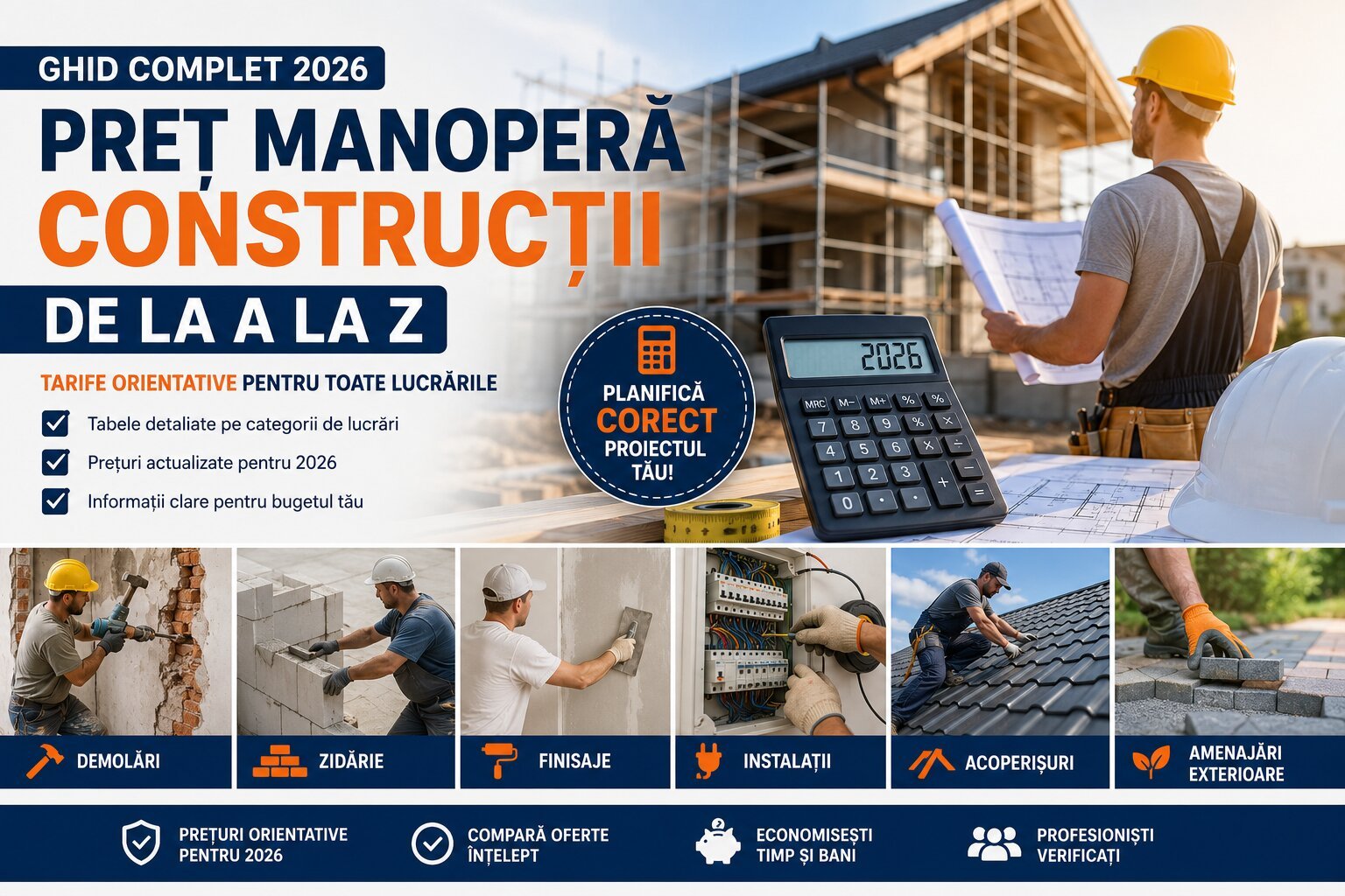 Preț manoperă construcții de la A la Z în 2026