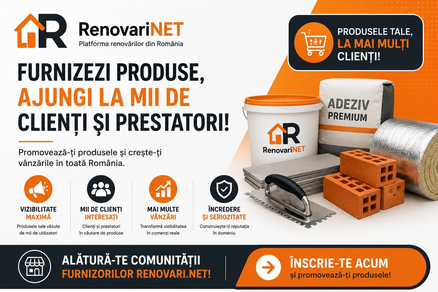 Publică produse și materiale pe RenovariNET